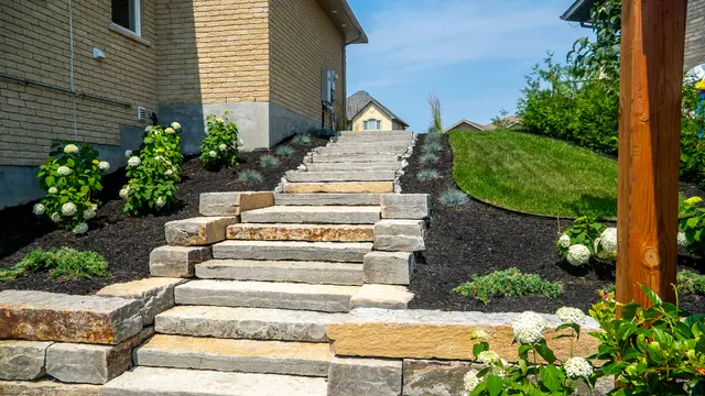Custom Steps — Natural stone steps cut and finished to your exact run and rise.