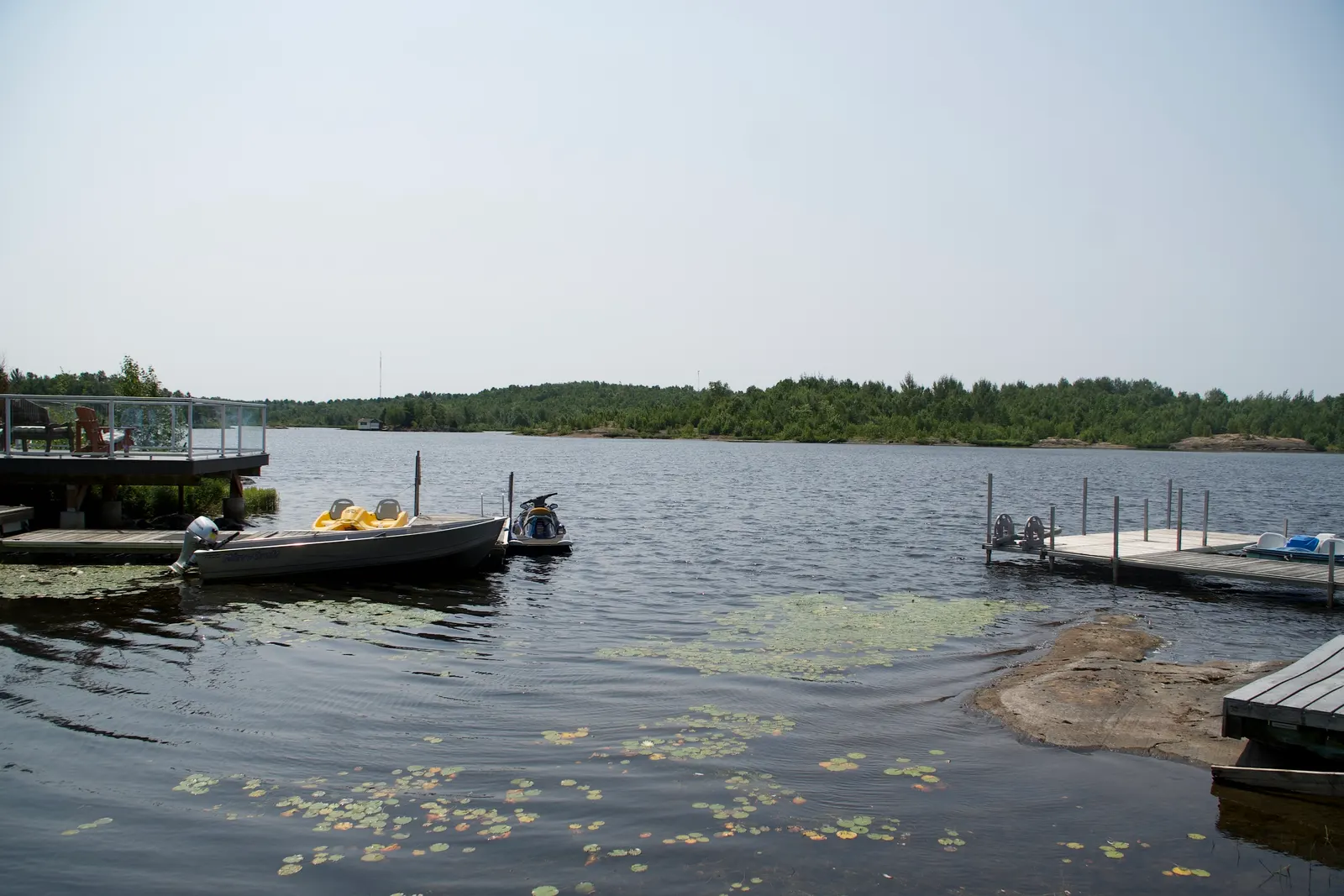 Lake and private dock at the base of the property