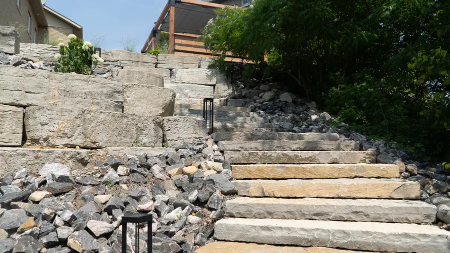 Hillside Boulder Wall — Staircase